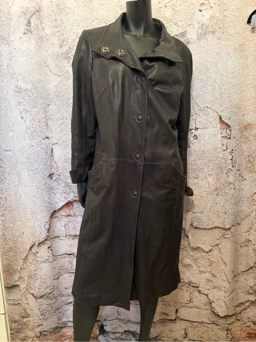 Danier Italian Leather Brown Zip Out Liner Long Coat